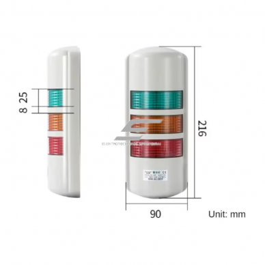 Wall-mounted LED warning beacon | with audible alarm signal | flashing / steady mode | DC24V | 3W | IP54 | for CNC machines | for industrial equipment 3 Wall-mounted LED warning beacon | with audible alarm signal | flashing / steady mode | DC24V | 3W | IP54 | for CNC machines | for industrial equipment 3