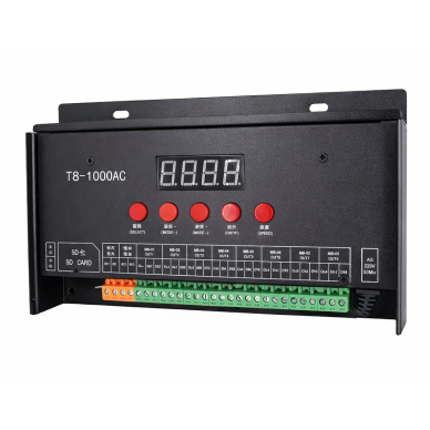 Programmeeritav LED-ribade kontroller T8000AC | 8 kanalit | värviefektid | WS2815 / WS2812B | 220V | kuni 8192 pikslit