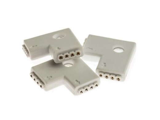 Kontaktas | jungtis LED RGB juostai | 12V | 4pin | 10mm | L tipo | tvirtas