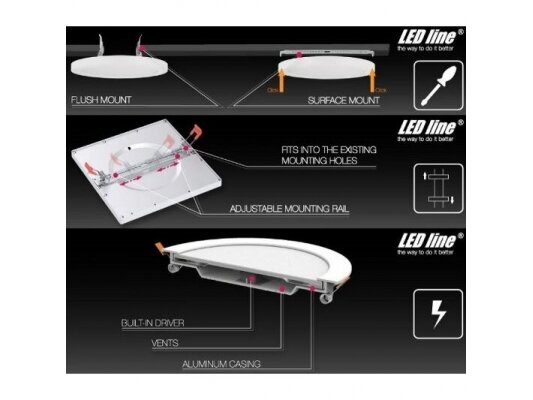 LED panelė | 6W | 230V | 4000K | 450lm | Ø113x13mm | apvali | įleidžiama | IP20 | LED line | EasyFix | 5901583248788 1
