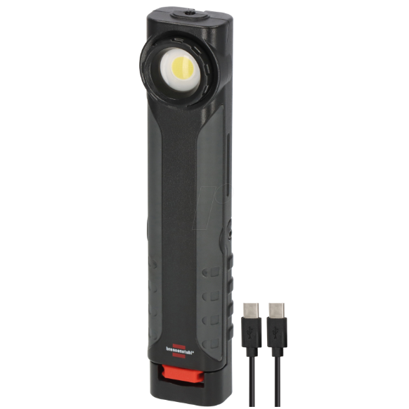 Akumulatorowy ręczny reflektor LED | USB-C / ładowanie ręczne | 600 lm | 6500 K | 3 poziomy jasności | IP54 | Brennenstuhl HL 600 AD