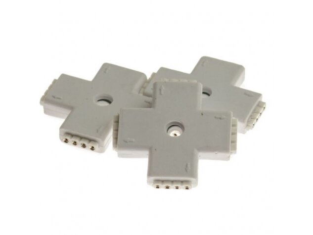 Kontaktas | jungtis LED RGB juostai | 12V | 4pin | 10mm | X tipo | tvirtas