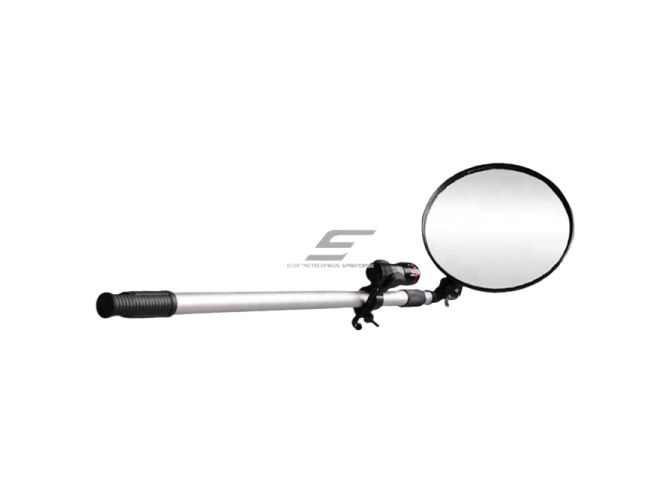 Teleskopinis patikros | apžiūros veidrodis su LED šviestuvu | lęšis Ø220mm | 64,5-112,5cm | aliuminis