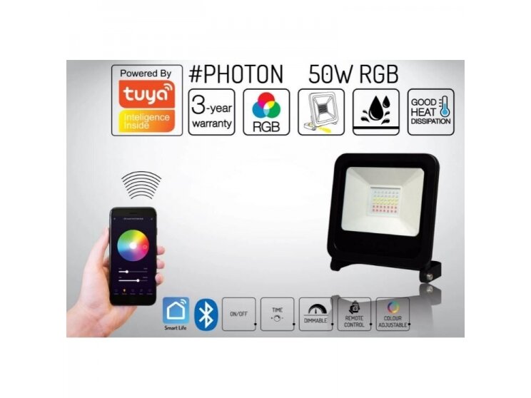 RGB LED lauko teritorijos prožektorius | 50W | 230V | IP65 | juodas | Bluetooth | TUYA | LED line | PHOTON | 5907777470492 1 RGB LED lauko teritorijos prožektorius | 50W | 230V | IP65 | juodas | Bluetooth | TUYA | LED line | PHOTON | 5907777470492 1