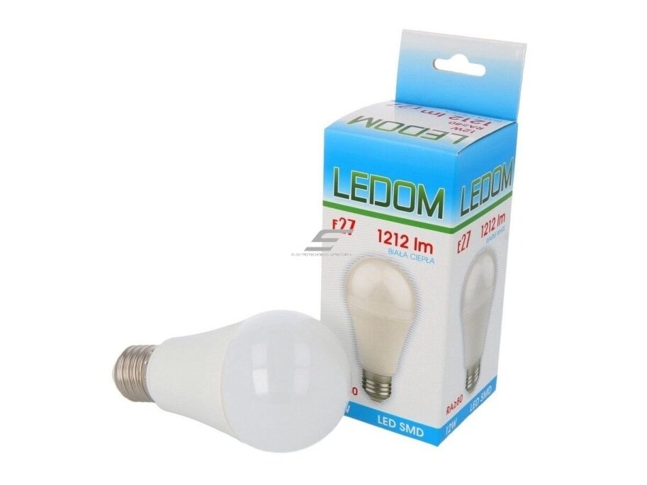 LED lemputė E27 | 12W | 3000K | 1212lm | A65 | LEDOM | 5901583247408 LED lemputė E27 | 12W | 3000K | 1212lm | A65 | LEDOM | 5901583247408