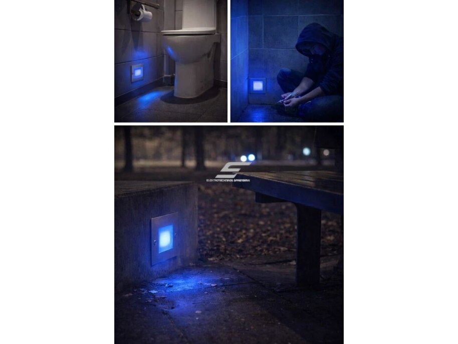 LED prevencinis įleidžiamas šviestuvas | 1,2W | 230V | mėlynos šviesos | 60lm | 110x45x58mm | narkotinių medžiagų prevencijai | IP54 | Horoz | HL954L BLUE | 8699303411624 2