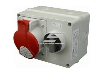 Pramoninis skydelis | dėžutė su kištukiniu lizdu 1x16A 5P | mechanine blokiruote | hermetinis | garažams | komercinėms patalpoms | IP44 | SEZ | BZS1653