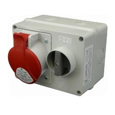 Industrial interlocked switched socket | 1×32 A 5P 400 V 6h | horizontal | IP44 | SEZ BZS 3253