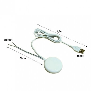 Puutelüliti | andur | dimmer | 12-24V | 2-4A | Ø47x6mm | USB ühendusega | valge 1 Puutelüliti | andur | dimmer | 12-24V | 2-4A | Ø47x6mm | USB ühendusega | valge 1