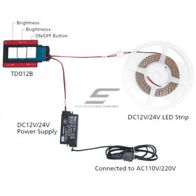 Touch LED switch | controller | dimmer for mounting behind a mirror | ON-OFF-DIM | 4A | 12-24V | TD012B 5 Touch LED switch | controller | dimmer for mounting behind a mirror | ON-OFF-DIM | 4A | 12-24V | TD012B 5