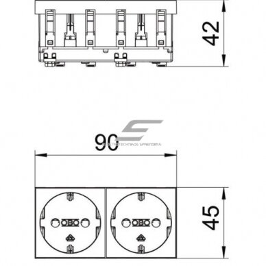 Gniazdko | 2-miejscowe | 45 mod | 16A | 250V | schuko | z uziemieniem | podtynkowe | białe | 6120022 STD-DO RW2 OBO Bettermann 1
