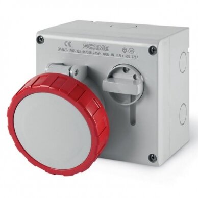 Industrial interlocked switched socket | 1×32 A 5P 400 V 6h | surface-mounted | IP66/IP67 | Scame 405.3287 Industrial interlocked switched socket | 1×32 A 5P 400 V 6h | surface-mounted | IP66/IP67 | Scame 405.3287