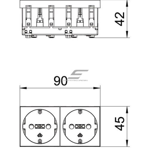 Gniazdko | 2-miejscowe | 45 mod | 16A | 250V | schuko | z uziemieniem | podtynkowe | białe | 6120022 STD-DO RW2 OBO Bettermann 1