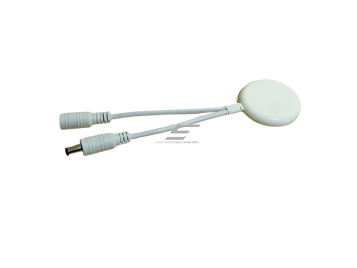 Liečiamas jungiklis | jutiklis | dimeris | 12-24V | 2-4A | Ø47x6mm | su DC5521 jungtimi | baltas Liečiamas jungiklis | jutiklis | dimeris | 12-24V | 2-4A | Ø47x6mm | su DC5521 jungtimi | baltas