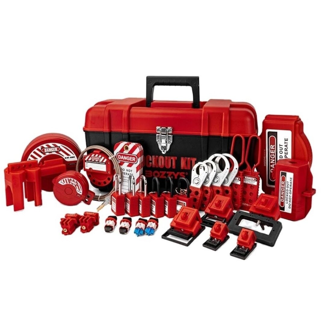 LOTO safety lockout kit | padlocks | lockout hasps | electrical plug lockout | valve lockouts | cable lockouts | circuit breaker lockouts | warning tags | 400x240x240mm | red/black LOTO safety lockout kit | padlocks | lockout hasps | electrical plug lockout | valve lockouts | cable lockouts | circuit breaker lockouts | warning tags | 400x240x240mm | red/black