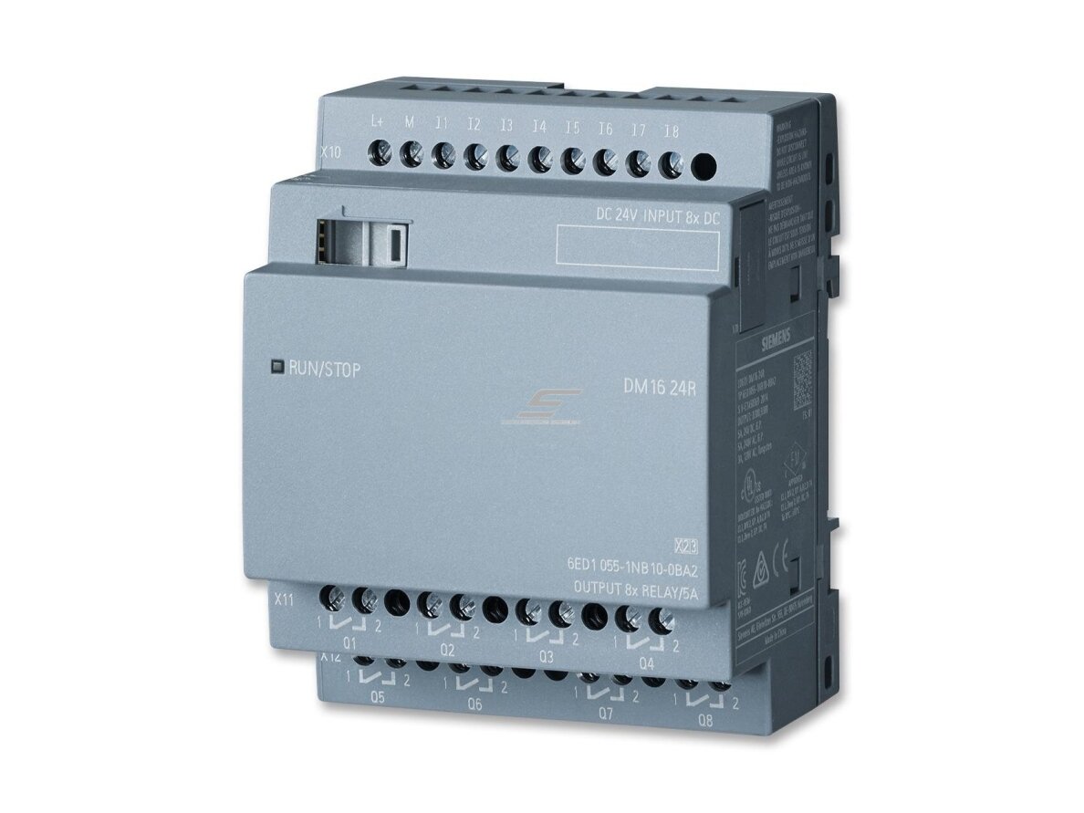 LOGO | loginis valdiklis | DM16 24R išplėtimo modulis | PS/I/O: 24 V DC/ relė | 8 DI/8 DO | 4 MW skirta LOGO! 8 | SIEMENS | 6ED1055-1NB10-0BA2