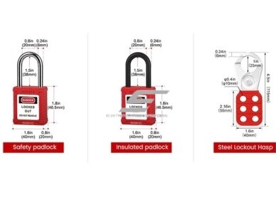 LOTO saugos blokavimo priemonių rinkinys | spynos | daugiaspyniai | elektros kištuko | vožtuvų | troseliniai užraktai | automatinių jungiklių blokatoriai | įspėjamosios žymos | 400x240x240mm | raudona/juoda 3