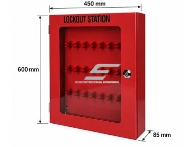 LOTO saugos blokavimo priemonių | spynų laikymo dėžė su skaidriomis durelėmis | 450x600x85mm | plieninė | virštinkinė | raudona 4 LOTO saugos blokavimo priemonių | spynų laikymo dėžė su skaidriomis durelėmis | 450x600x85mm | plieninė | virštinkinė | raudona 4