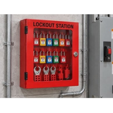 LOTO Safety lockout equipment / lock storage box with transparent door | 450x600x85mm | steel | surface-mounted | red 5 LOTO Safety lockout equipment / lock storage box with transparent door | 450x600x85mm | steel | surface-mounted | red 5
