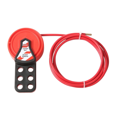 LOTO Turvalukustuse hasp trossiga | 6 tabaluku ava | punane | teras/plast LOTO Turvalukustuse hasp trossiga | 6 tabaluku ava | punane | teras/plast