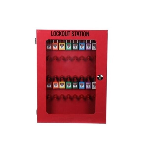 LOTO Safety lockout equipment / lock storage box with transparent door | 450x600x85mm | steel | surface-mounted | red 2 LOTO Safety lockout equipment / lock storage box with transparent door | 450x600x85mm | steel | surface-mounted | red 2