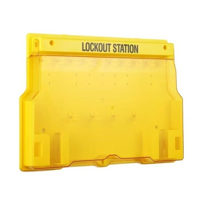 LOTO Safety lockout equipment and padlock storage box with transparent door | 558x393x65mm | plastic | surface-mounted | yellow LOTO Safety lockout equipment and padlock storage box with transparent door | 558x393x65mm | plastic | surface-mounted | yellow