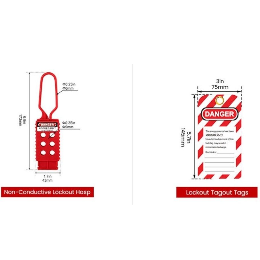 LOTO safety lockout kit | padlocks | lockout hasps | electrical plug lockout | valve lockouts | cable lockouts | circuit breaker lockouts | warning tags | 400x240x240mm | red/black 4 LOTO safety lockout kit | padlocks | lockout hasps | electrical plug lockout | valve lockouts | cable lockouts | circuit breaker lockouts | warning tags | 400x240x240mm | red/black 4