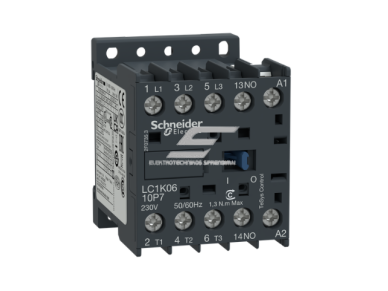 LC1K mini kontaktorius | 3P | 9A | 4kW | 230VAC ritė | 1NA pagalbinis kontaktas | elektros variklių ir valdymo grandinėms LC1K mini kontaktorius | 3P | 9A | 4kW | 230VAC ritė | 1NA pagalbinis kontaktas | elektros variklių ir valdymo grandinėms