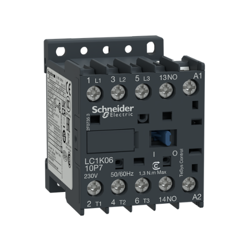 Stycznik miniaturowy LC1K | 3P | 9A | 4kW | cewka 230VAC | 1NO styk pomocniczy | do silników elektrycznych i obwodów sterowania