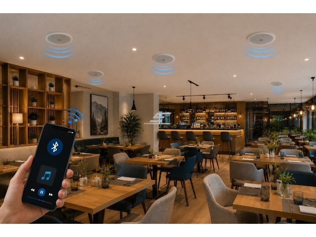 Lubinė garso kolonėlė namams | viešosioms erdvėms | su Bluetooth | 2x30W | 230VAC | Ø200mm | balta 2 Lubinė garso kolonėlė namams | viešosioms erdvėms | su Bluetooth | 2x30W | 230VAC | Ø200mm | balta 2