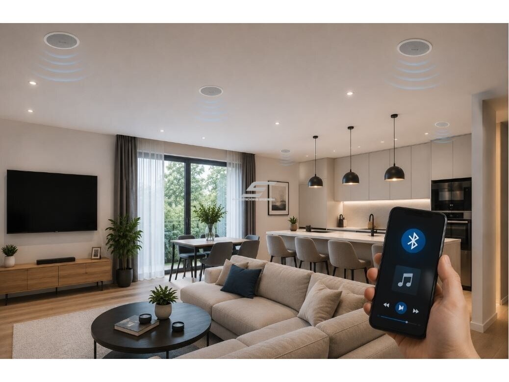 Lubinė garso kolonėlė namams | viešosioms erdvėms | su Bluetooth | 4x10W | 12V | Ø165mm | IPX6 | balta 4