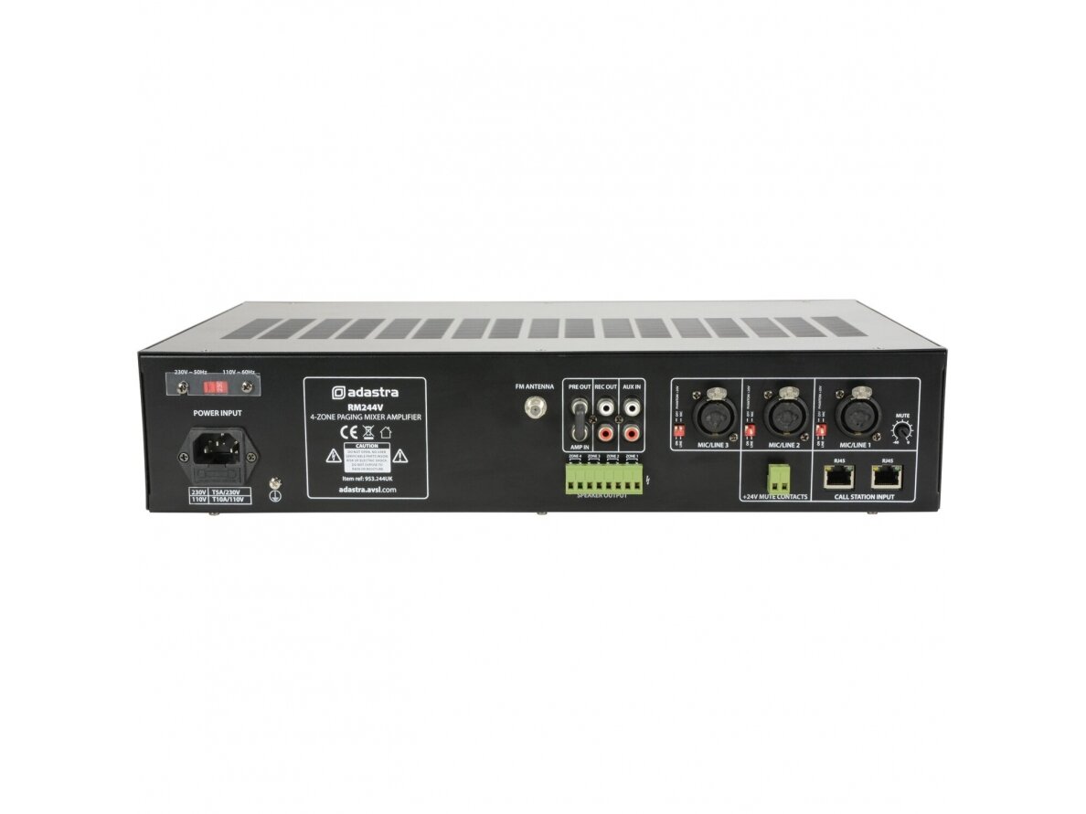 Audio muzikos stiprintuvas | 4 zonų | 100V | su "Bluetooth" grotuvu | Adastra | RM244V 2 Audio muzikos stiprintuvas | 4 zonų | 100V | su "Bluetooth" grotuvu | Adastra | RM244V 2