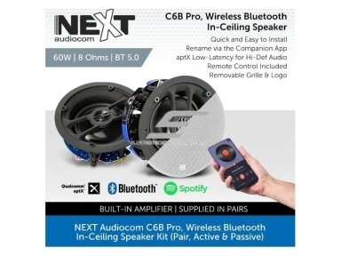 Lubinės garso kolonėlės namams | su Bluetooth | 60W RMS | Ø209x102mm | balta | NEXT | C6BPRO Lubinės garso kolonėlės namams | su Bluetooth | 60W RMS | Ø209x102mm | balta | NEXT | C6BPRO