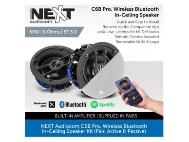 Lubinės garso kolonėlės namams | su Bluetooth | 60W RMS | Ø209x102mm | balta | NEXT | C6BPRO