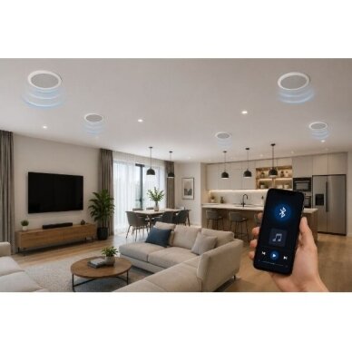Lakkekõlar kodudesse | avalikesse ruumidesse | Bluetoothiga | 4x20W | 12V | Ø170mm | IPX6 | valge 5 Lakkekõlar kodudesse | avalikesse ruumidesse | Bluetoothiga | 4x20W | 12V | Ø170mm | IPX6 | valge 5