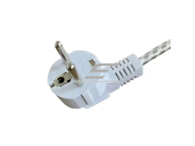 Maitinimo laidas buitinei ir pramoninei įrangai | su europiniu kištuku | medžiaginis pintas kabelis | H05VV-F | 2 gyslų | 16A | 250V | 3m kabelis | baltas Maitinimo laidas buitinei ir pramoninei įrangai | su europiniu kištuku | medžiaginis pintas kabelis | H05VV-F | 2 gyslų | 16A | 250V | 3m kabelis | baltas