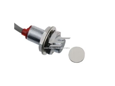 Magnetinis artumo jutiklis | 12-24VDC | 10mm | PNP | NO | M12 | įmontuojamas | nikeliuotas žalvaris | IP67 Magnetinis artumo jutiklis | 12-24VDC | 10mm | PNP | NO | M12 | įmontuojamas | nikeliuotas žalvaris | IP67