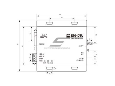 Belaidis ilgo nuotolio PLC radijo modemas | LoRa transiveris | 433MHz | 8-28VDC | 20dBm | 3 km | RS232/RS485 3