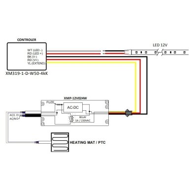 Toiteallikas releega peeglikütte mati juhtimiseks | 12V | 24W | IP20 2