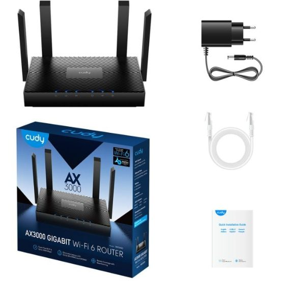 Router | Bezprzewodowy punkt dostępu | Wi-Fi 6 | 2.4 GHz + 5 GHz | do 3000 Mb/s | CUDY WR3000 2