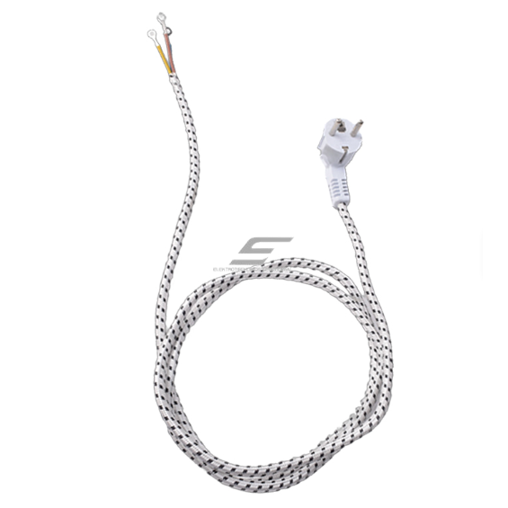 Przewód zasilający odporny na wysoką temperaturę do sprzętu AGD | 16A | 250V | kabel 1.5m | H05VV-F | miedziany | uniwersalny | z otwartymi końcami | CE
