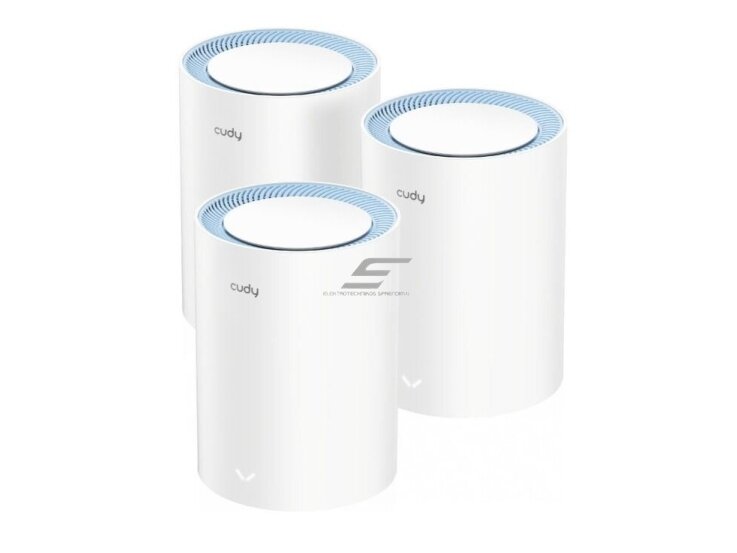 Maršrutizatorius | bevielio tinklo skleidėjas | Wi-Fi Mesh | 2.4GHz (300Mbps) | 5GHz (867Mbps) | 1.2Gbps | 3 vnt. | CUDY | M1200 Maršrutizatorius | bevielio tinklo skleidėjas | Wi-Fi Mesh | 2.4GHz (300Mbps) | 5GHz (867Mbps) | 1.2Gbps | 3 vnt. | CUDY | M1200