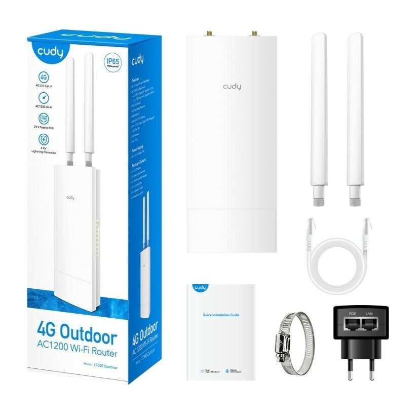 Маршрутизатор | беспроводной передатчик сети | 4G LTE | Wi-Fi 5 AC1200 | 2.4GHz (300Mbps) | 5GHz (867Mbps) | IP65 | Cudy | LT500 3 Маршрутизатор | беспроводной передатчик сети | 4G LTE | Wi-Fi 5 AC1200 | 2.4GHz (300Mbps) | 5GHz (867Mbps) | IP65 | Cudy | LT500 3