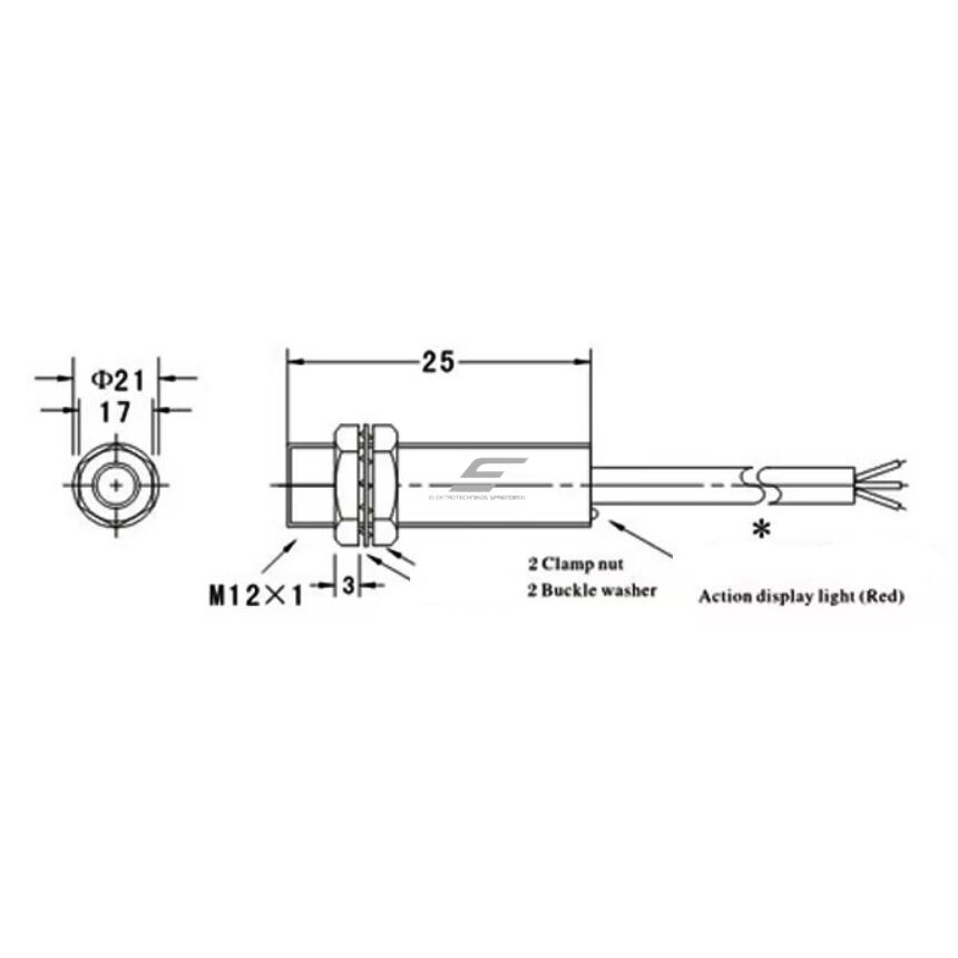 Magnētiskais tuvuma sensors | 12-24VDC | 10mm | PNP | NO | M12 | iegremdējams | niķelēts misiņš | IP67 2 Magnētiskais tuvuma sensors | 12-24VDC | 10mm | PNP | NO | M12 | iegremdējams | niķelēts misiņš | IP67 2