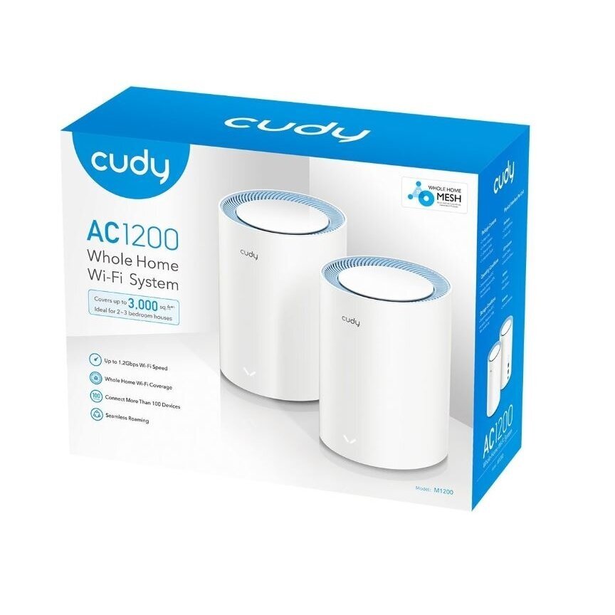 Maršrutētājs | bezvadu tīkla raidītājs | Wi-Fi Mesh | 2.4GHz (300Mbps) | 5GHz (867Mbps) | 1.2Gbps | 2 gab. | CUDY | M1200 2