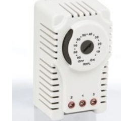 Mehānisks sadalnes higrostats | 10–90 % RH | 110–250 V AC | 10 (5) A | DIN sliede | IP20 | Plastim PHG02