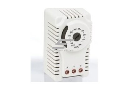 Mechaninis higrostatas skydui | 10–90 % RH | 110–250 V AC | 10 (5) A | DIN bėgelis | IP20 | Plastim PHG02 Mechaninis higrostatas skydui | 10–90 % RH | 110–250 V AC | 10 (5) A | DIN bėgelis | IP20 | Plastim PHG02