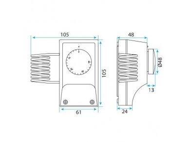 Mechaninis termostatas | temperatūros reguliatorius | 16A 250VAC | 10A 400VAC | 1C/O | 0...+40°C | IP54 | IMRT-0-40 2