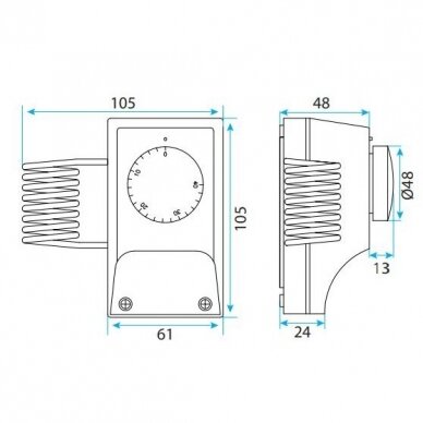 Industrial mechanical thermostat | 0-40°C | changeover contact 16A 250VAC | capillary sensor | IP54 | Sentera Controls | IMRT-0-40 2