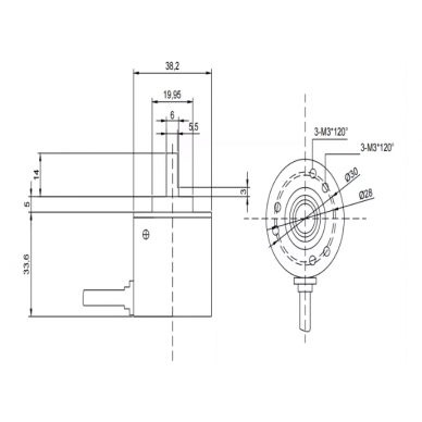 Optiskais rotācijas enkoders | 200 impulsu/apgr. | AB fāze | Push-Pull izeja | 5–24V DC | Ø38 mm | vārpsta 6x15 mm | leņķa, ātruma un pozīcijas mērīšanai 2 Optiskais rotācijas enkoders | 200 impulsu/apgr. | AB fāze | Push-Pull izeja | 5–24V DC | Ø38 mm | vārpsta 6x15 mm | leņķa, ātruma un pozīcijas mērīšanai 2